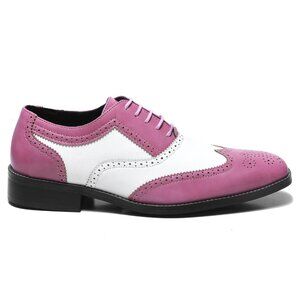 Pink White 1920's Wingtip Lace up Oxford Dress Shoes